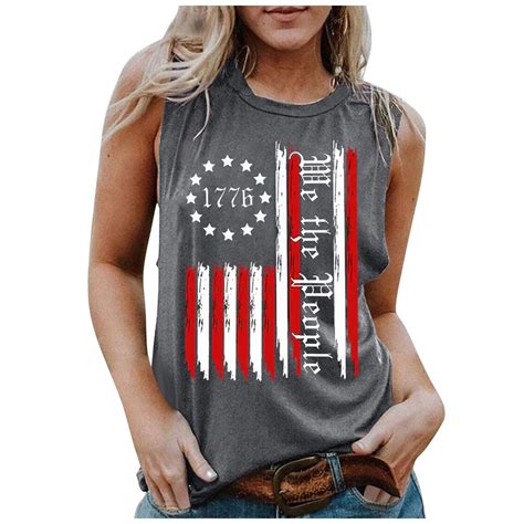 Hvyesh Womens Tank Tops Th Of July Patriotic Tank T Shirt Summer