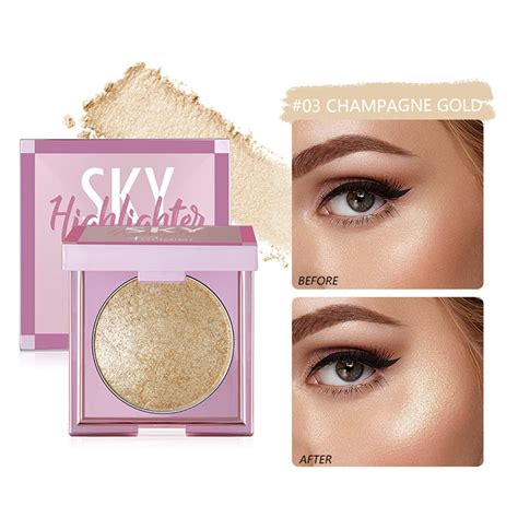 MAEPEOR 8-Color Shimmer Highlighter Palette - Champagne Gold Illuminator Makeup