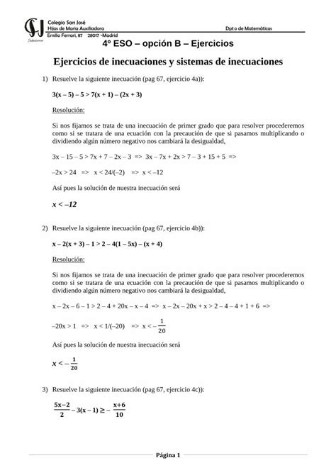 Pdf Ejercicios De Inecuaciones Y Sistemas De Inecuaciones Dokumen Tips