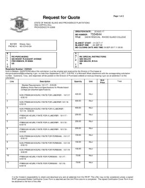 Fillable Online Solicitation Information August Purchasing Ri