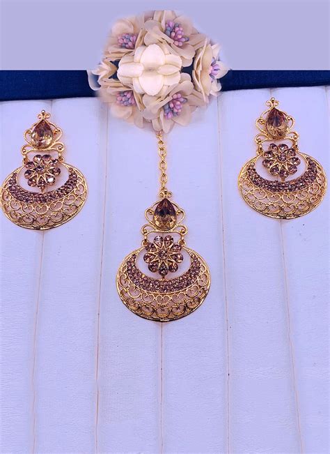 Wedding Special Designer Earrings With Maang Tikka Collection Catalog