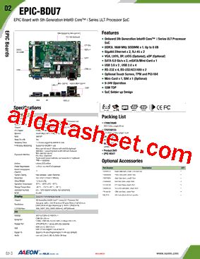 EPIC BDU7 Datasheet PDF AAEON Technology