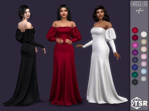 The Sims Resource Evangeline Gown Sims 4 Dresses Sims Sims 4