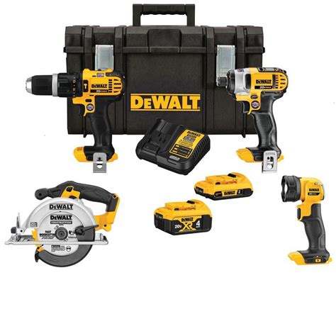 Dewalt 20 Volt Max Lithium Ion Cordless Combo Kit With Tough System Case 4 Tool Combo Kit