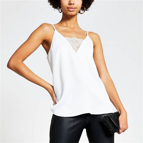 River Island Womens White Lace V Neck Cami Top In 2020 White Lace