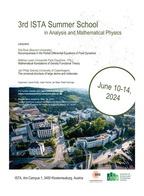 3rd ISTA Summer School In Analysis And Mathematical Physics June 10