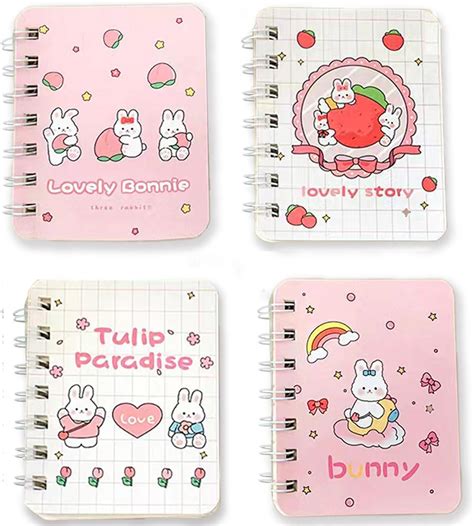 Amazon 4Pcs Cute Small A7 Spiral Notebooks Kawaii Cartoon Mini