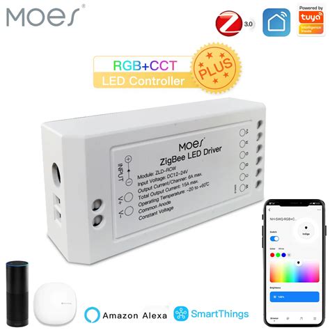 Moes ZigBee 스마트 조광기 모듈 스위치 RGB CCT LED 스트립 스마트 라이프 투야 앱 제어 알렉사 에코