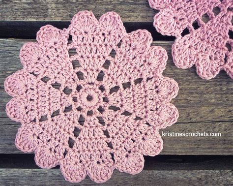 Kristinescrochets Hearts Doily Coaster Free Crochet Pattern