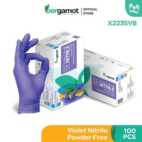 X Vb Bergamot Se Violet Blue Nitrile Examination Gloves Powder Free