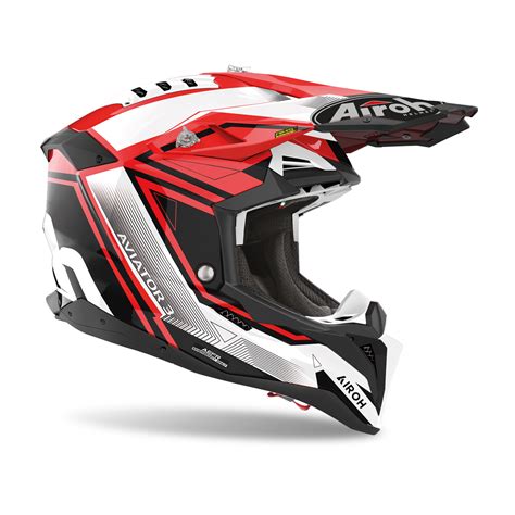 AIROH AVIATOR 3 LEAGUE Vermelho Capacete Offroad Salgados Moto