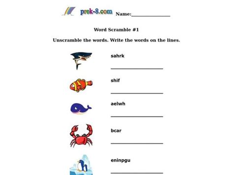 Word Scramble 1 Worksheet For 1st Grade Lesson Planet