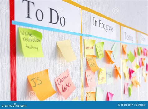 Scrum Task Board with Stickers on Wall in Office Stock Image - Image of ...