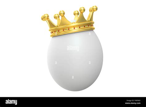 Egg With Gold Crown 3d Rendering Isolated On White Background Stock