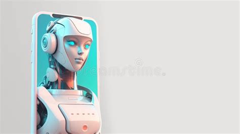 Robot Humanoide Futurista En Pantalla De Smartphone Concepto De