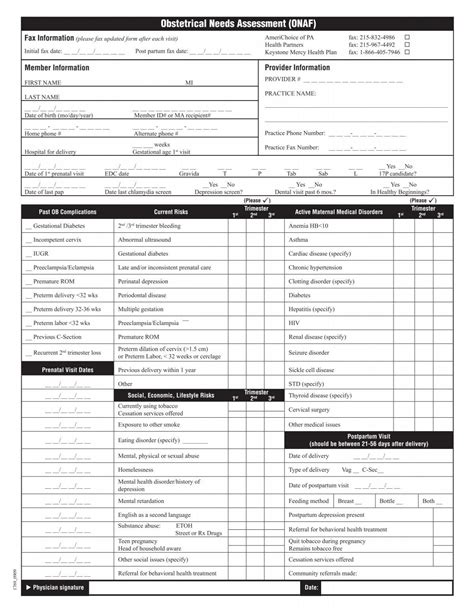 Obstetrical Needs Assessment ONAF Provider Health Partners