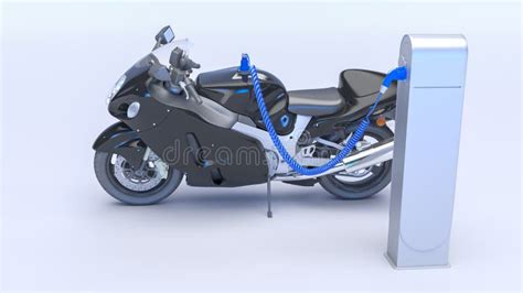 Electric Motorcycle at Charging Station Stock Illustration ...