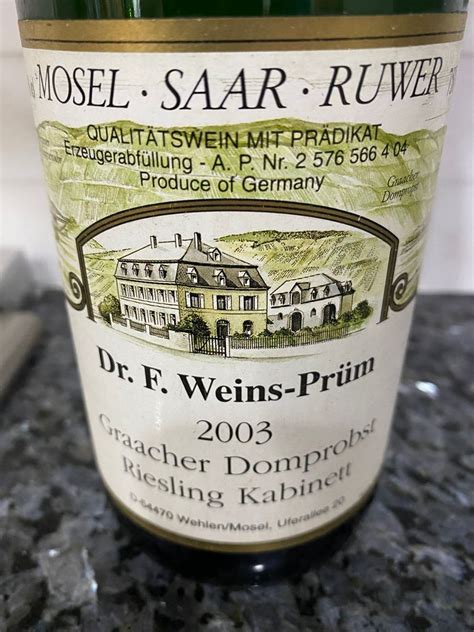 Dr F Weins Pr M Graacher Domprobst Riesling Kabinett Germany