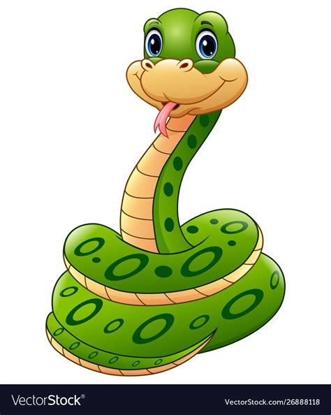 Cute green snake animal cartoon Royalty Free Vector Image