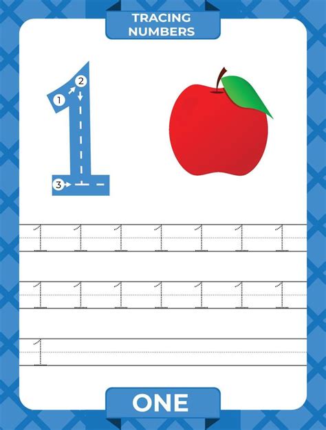 Number 1 Trace Worksheet For Learning Numbers Kids Learning Material