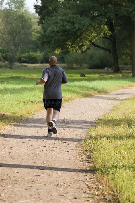 Bold Man Jogging In The Park Stock Photo Image Of Nature Road 3010952