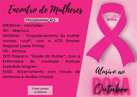 Encontro De Mulheres Alusivo Ao Outubro Rosa