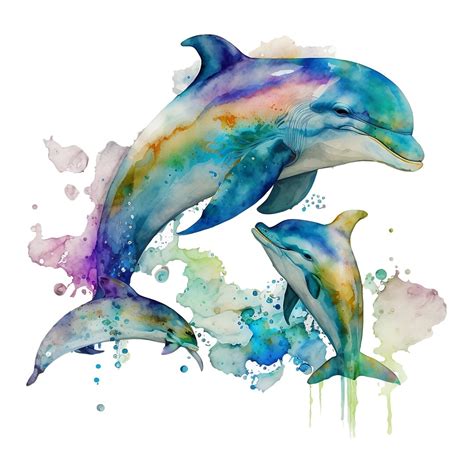 Watercolor Dolphin Baby and Mama Digital Clipart, Dolphin Family PNG, Dolphin Baby Nursery Wall ...