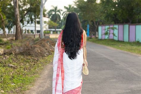 Indian Woman In Saree Stock Photo Image Of Facing Hair 237674822