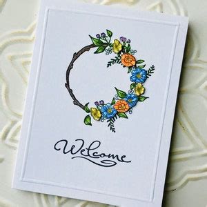 Floral Wreath Rubber Stamp From Oldislandstamps Etsy