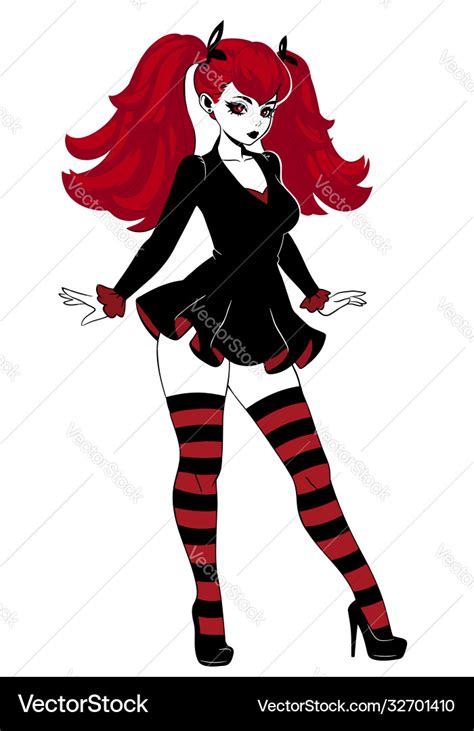 Beautiful Gothic Doll In Cartoon Style Royalty Free Vector