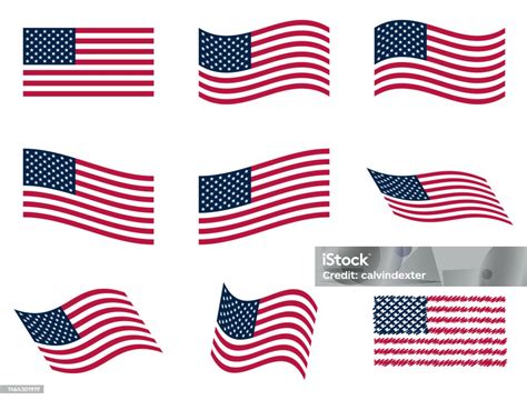 American Flags Collection Designs Stock Illustration - Download Image ...