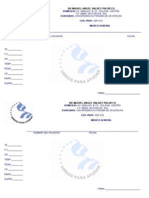 Receta Medica PDF Portadores De Texto Receta Medica Recetarios