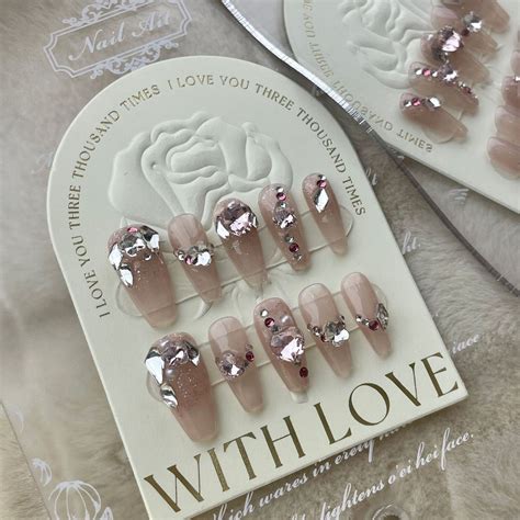 Nail Artificial Pile Diamond Naked Medium T Gorgeous Manicure Nails Wearable Ebay