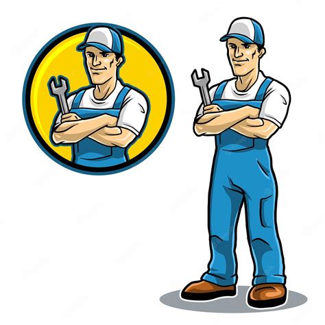 Premium Vector Technician Mascot Character