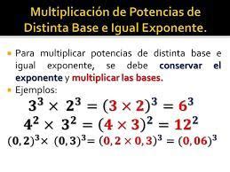 La Multiplicaci N De Dos Potencias De Distinta Base E Igual Exponente