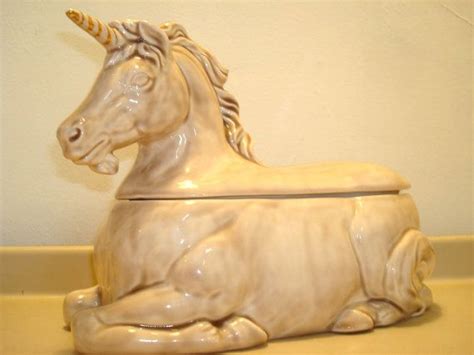 Vintage Ceramic Lidded Unicorn Box Cookie Jar By Wigvintage 3200