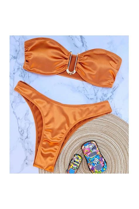 DESİGNEDBYD Kadın Aksesuarlı Straplez Bikini Takımı 2 Parça Bikini Set Beach Fiyatı Yorumları