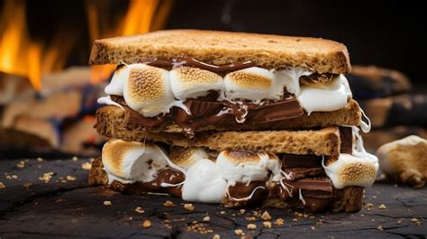 Premium Photo Smores Sandwich With Chocolate And Marshmallows