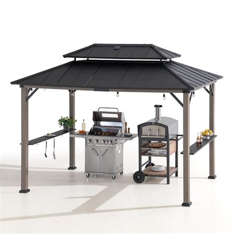 Amazon Sunjoy Wooden Grill Gazebo 8 X 12 Ft Steel Hardtop