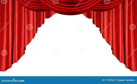 Red Silk Curtains Isolated on White Background Stock Illustration ...