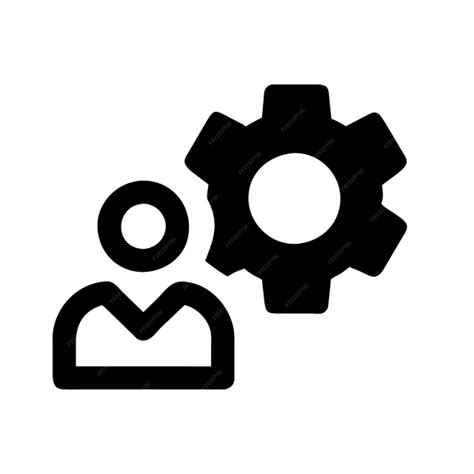 A stylised person icon alongside a gear showcasing personalisation icon