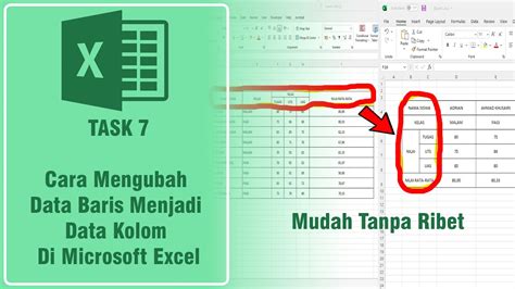 Cara Mengubah Data Baris Menjadi Data Kolom Di Microsoft Excel YouTube