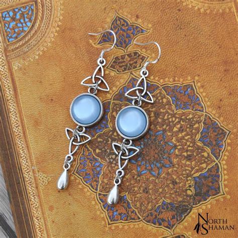 Boucles D Oreilles Longues N Ud Triquetra Argent Pierre Etsy France