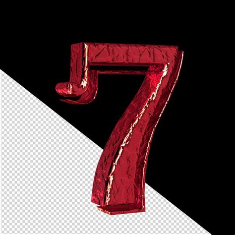 Premium PSD | Fluted red 3d symbol left side view number 7