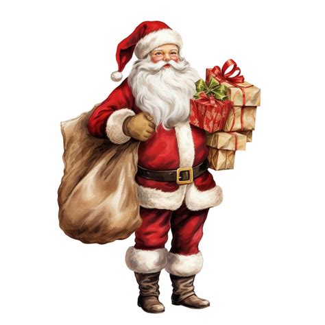 Premium AI Image Santa Claus Carrying A Bag Of Presents And A Bag Of