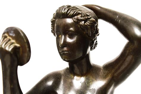 Danish Art Deco Just Andersen Nude Bronze Female Statue Holding Mirror