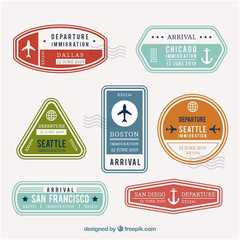 Набор городских марок в стиле ретро | Бесплатно векторы