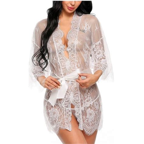 Intimates Sleepwear Lace Kimono Babydoll Lingerie Mesh Nightgown Poshmark