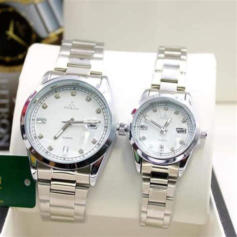 Fitron Couple Watch Silver And White Bansi Suppliers