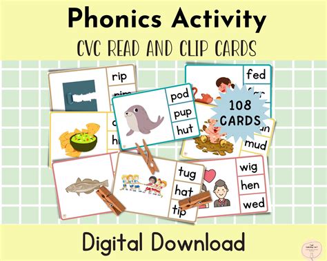 CVC Phonics Activity, Literacy Centre Game, Phonics Match and Clip ...